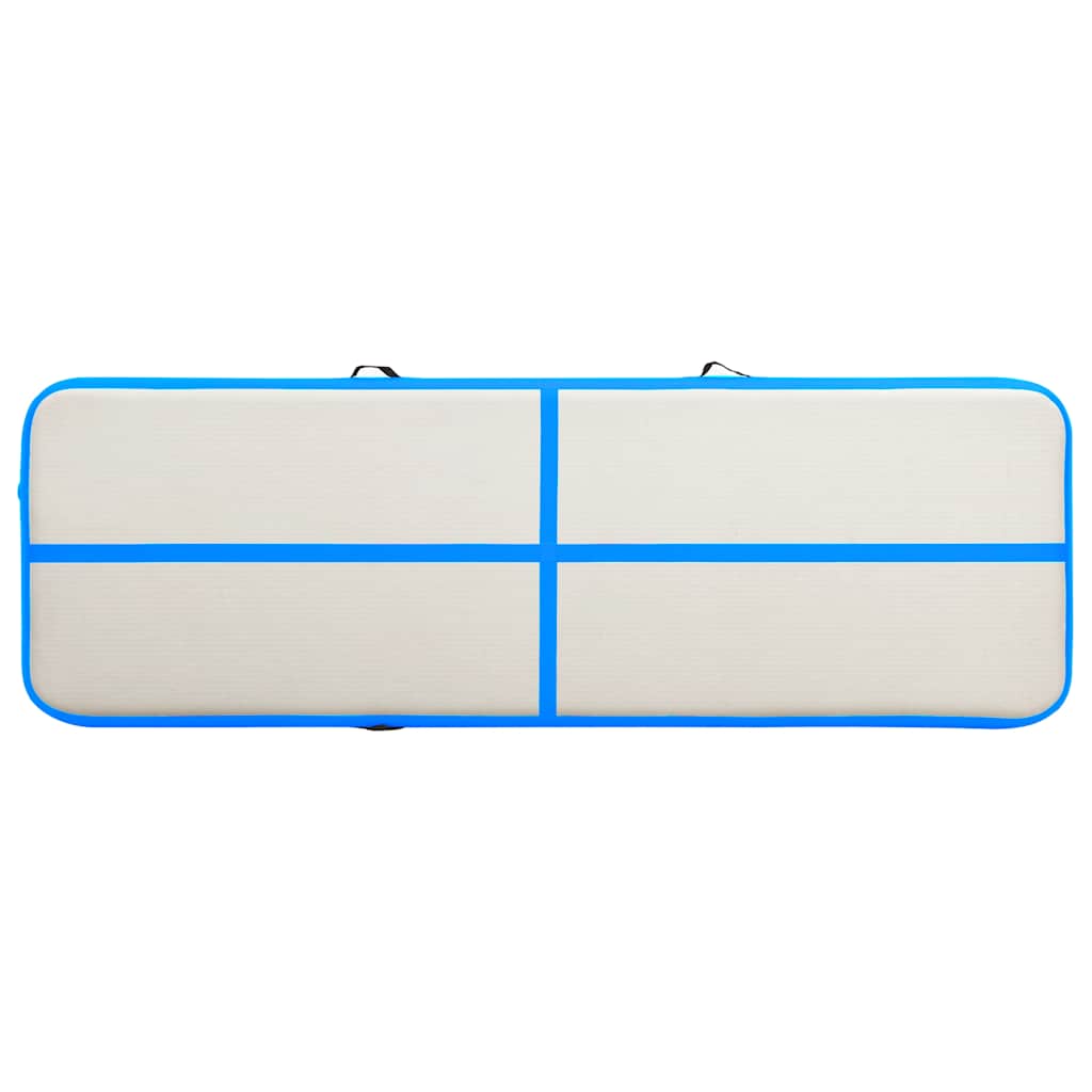 oppustelig gymnastikmåtte m. pumpe 300x100x15 cm PVC blå