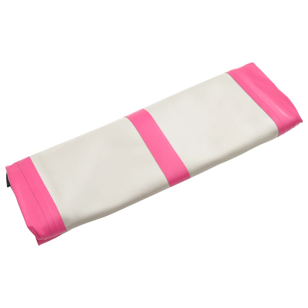 oppustelig gymnastikmåtte m. pumpe 400x100x15 cm PVC lyserød