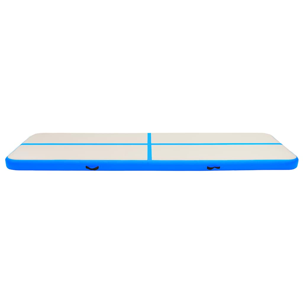 oppustelig gymnastikmåtte m. pumpe 700x100x15 cm PVC blå