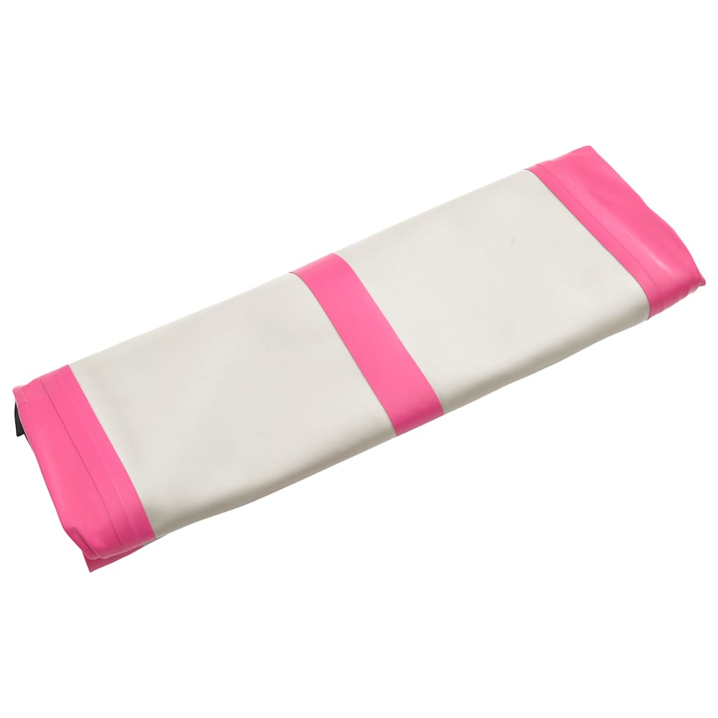 oppustelig gymnastikmåtte m. pumpe 800x100x15 cm PVC lyserød