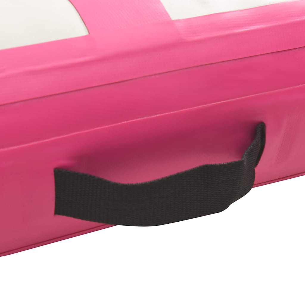 oppustelig gymnastikmåtte m. pumpe 800x100x15 cm PVC lyserød