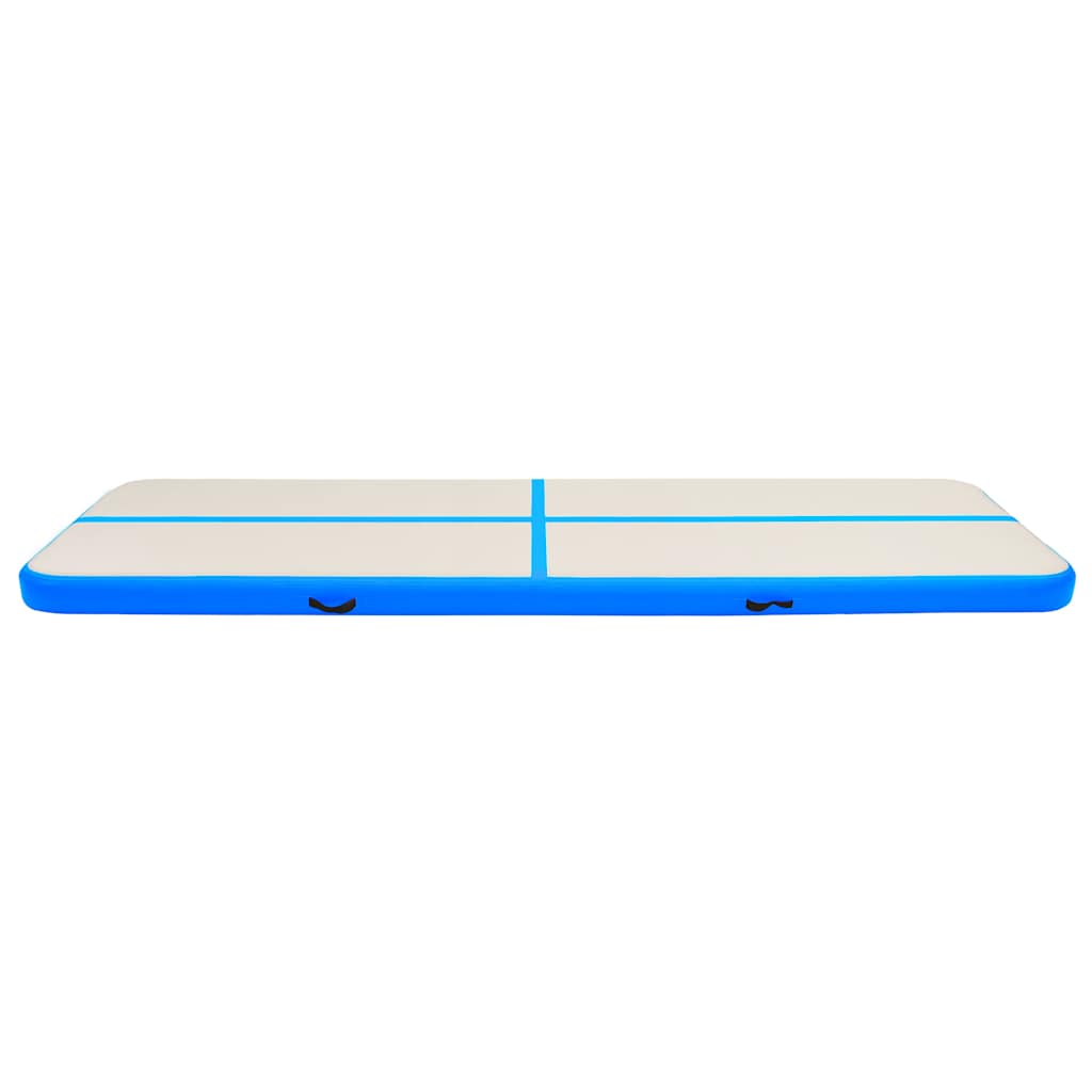 oppustelig gymnastikmåtte m. pumpe 800x100x15 cm PVC blå