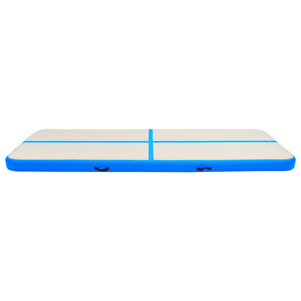 oppustelig gymnastikmåtte med pumpe 300x100x20 cm PVC blå