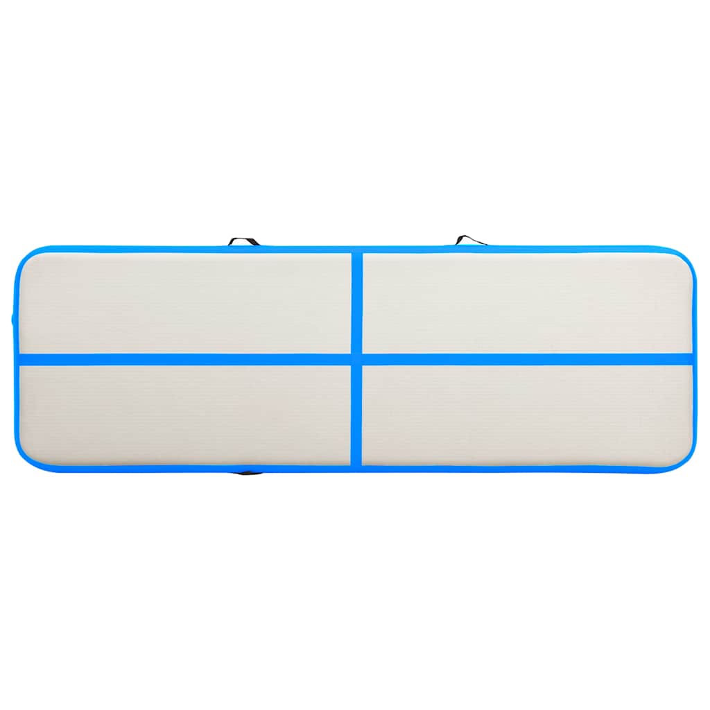 oppustelig gymnastikmåtte med pumpe 300x100x20 cm PVC blå
