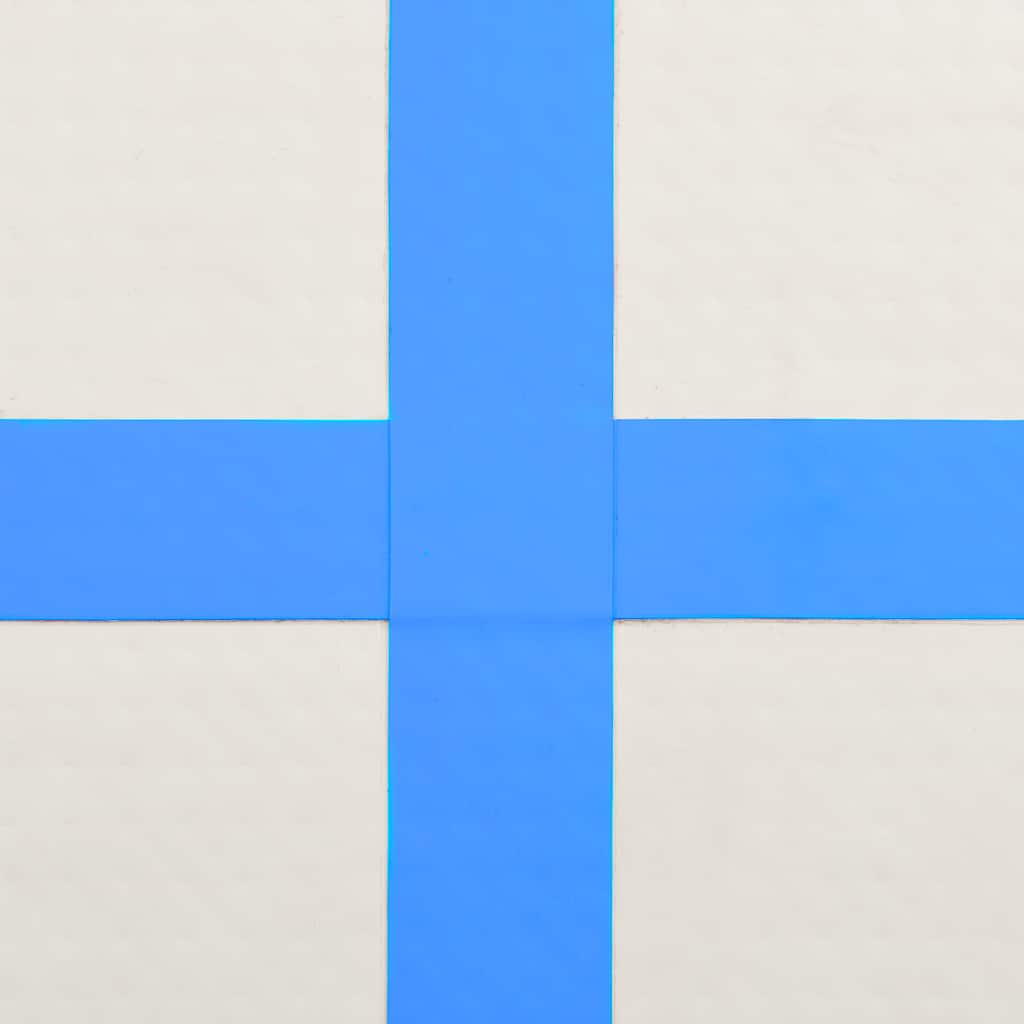 oppustelig gymnastikmåtte med pumpe 300x100x20 cm PVC blå