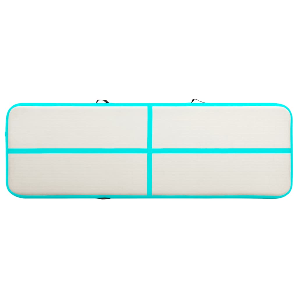 oppustelig gymnastikmåtte med pumpe 400x100x20 cm PVC grøn