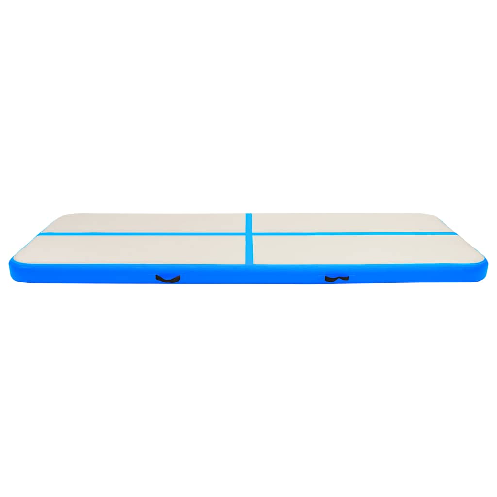 oppustelig gymnastikmåtte med pumpe 500x100x20 cm PVC blå