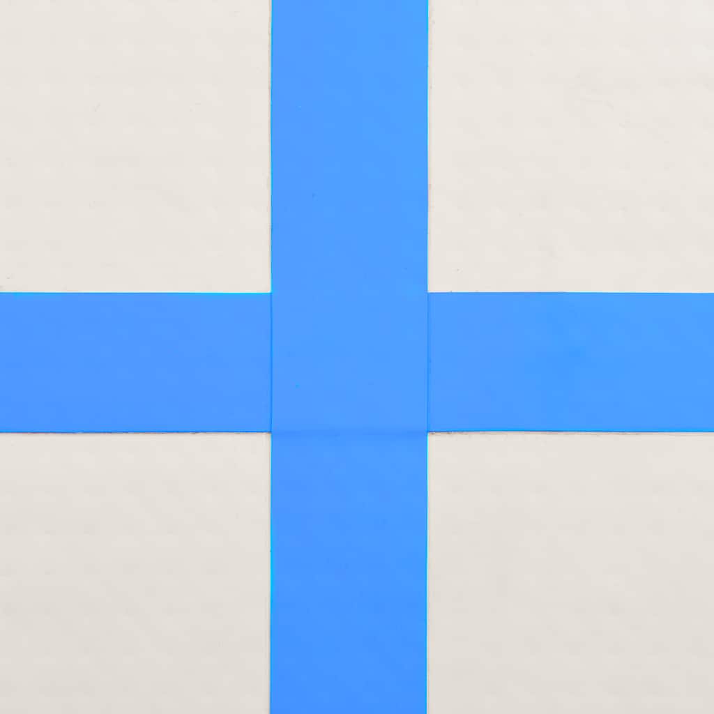 oppustelig gymnastikmåtte med pumpe 500x100x20 cm PVC blå
