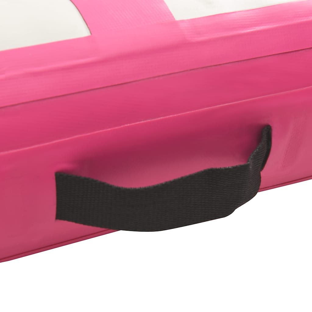 oppustelig gymnastikmåtte med pumpe 600x100x20 cm PVC lyserød