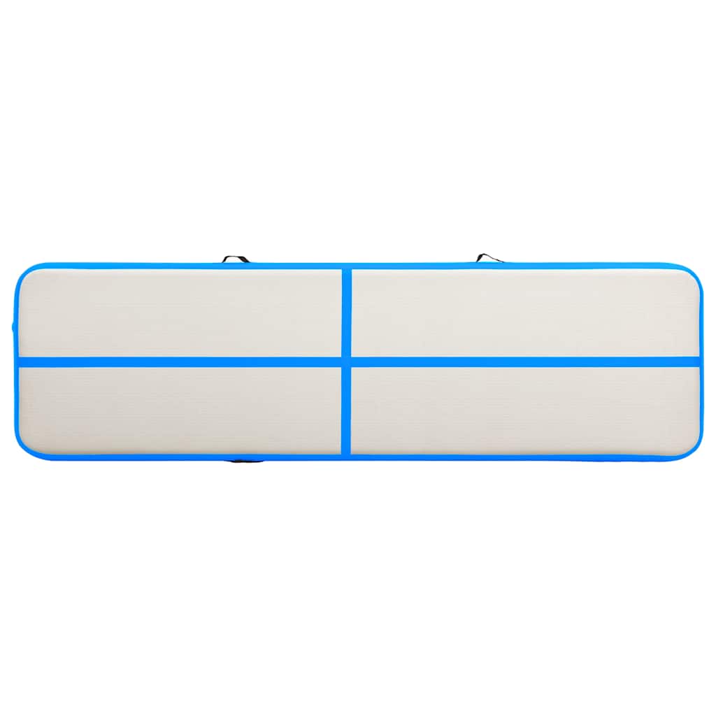 oppustelig gymnastikmåtte med pumpe 600x100x20 cm PVC blå