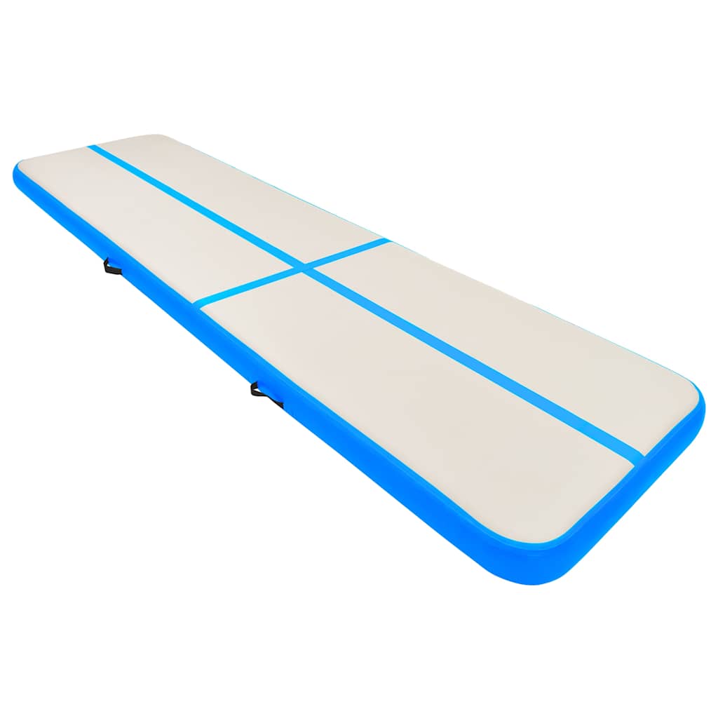 oppustelig gymnastikmåtte med pumpe 700x100x20 cm PVC blå