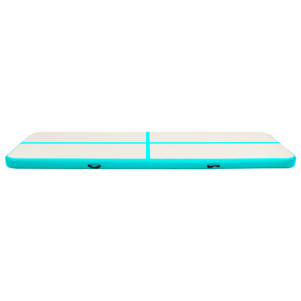 oppustelig gymnastikmåtte med pumpe 700x100x20 cm PVC grøn
