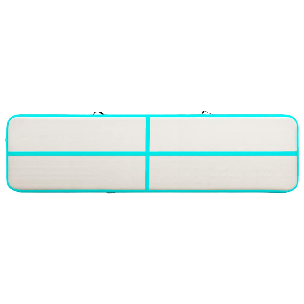 oppustelig gymnastikmåtte med pumpe 700x100x20 cm PVC grøn