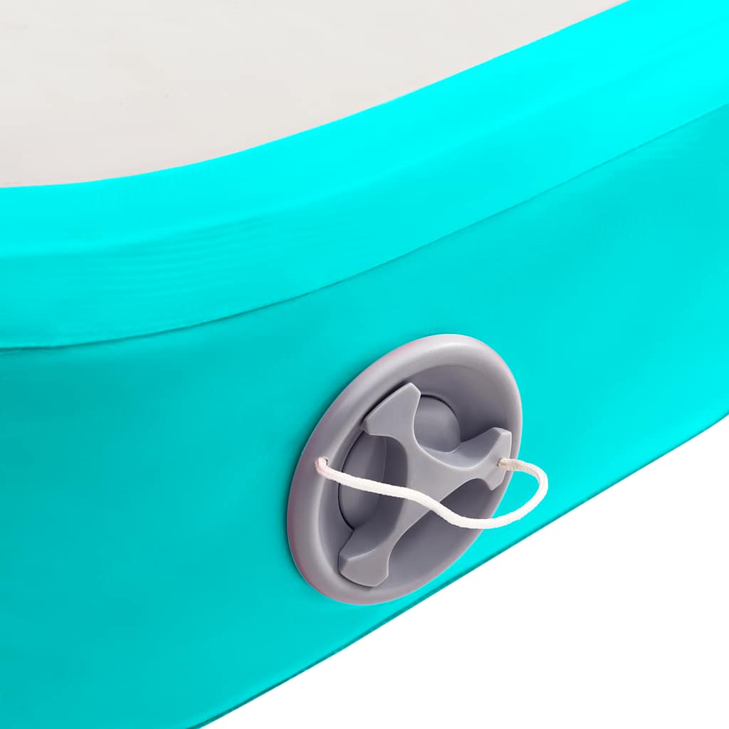oppustelig gymnastikmåtte med pumpe 700x100x20 cm PVC grøn