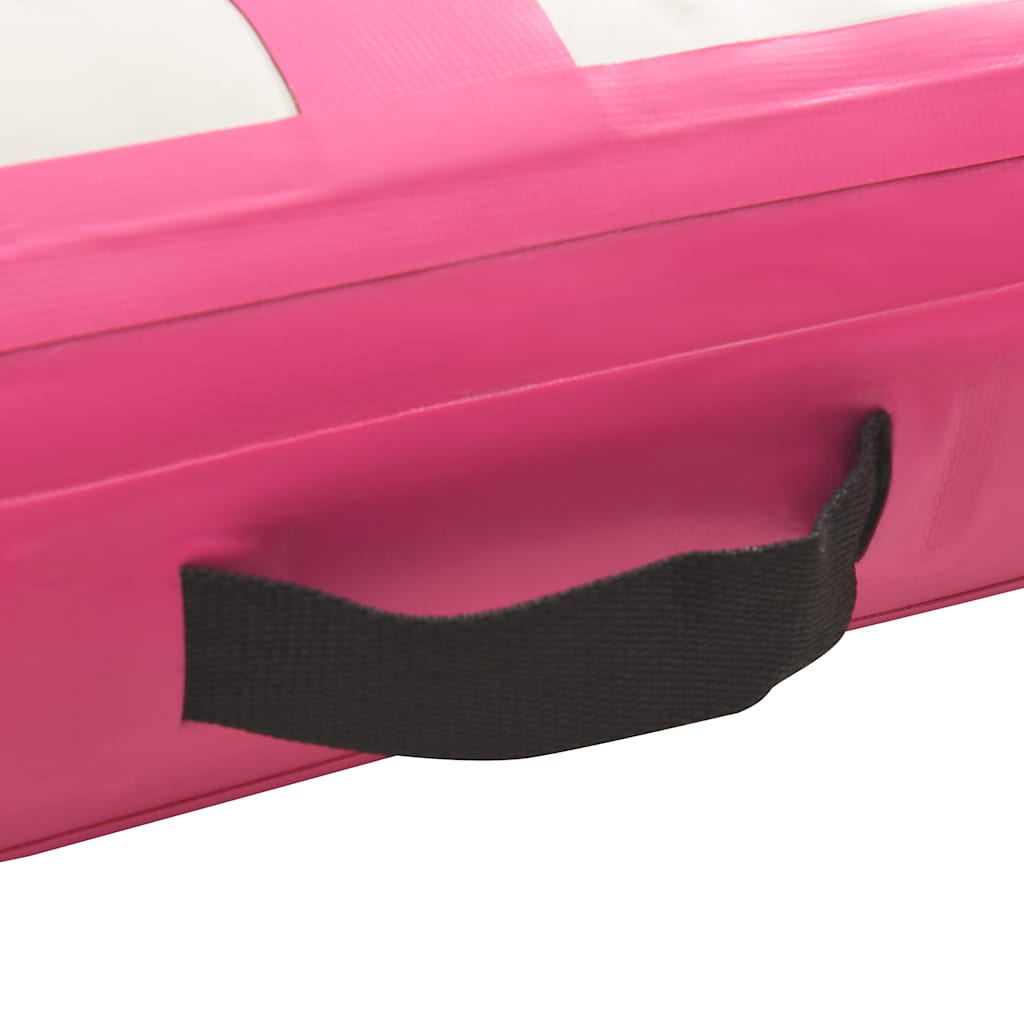 oppustelig gymnastikmåtte med pumpe 200x200x10 cm PVC lyserød