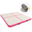 oppustelig gymnastikmåtte m. pumpe 200x200x15 cm PVC lyserød