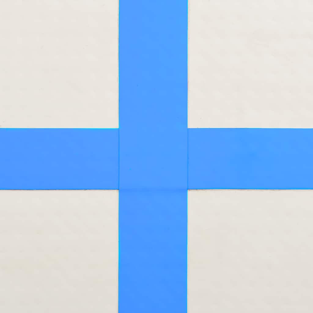 oppustelig gymnastikmåtte m. pumpe 200x200x15 cm PVC blå