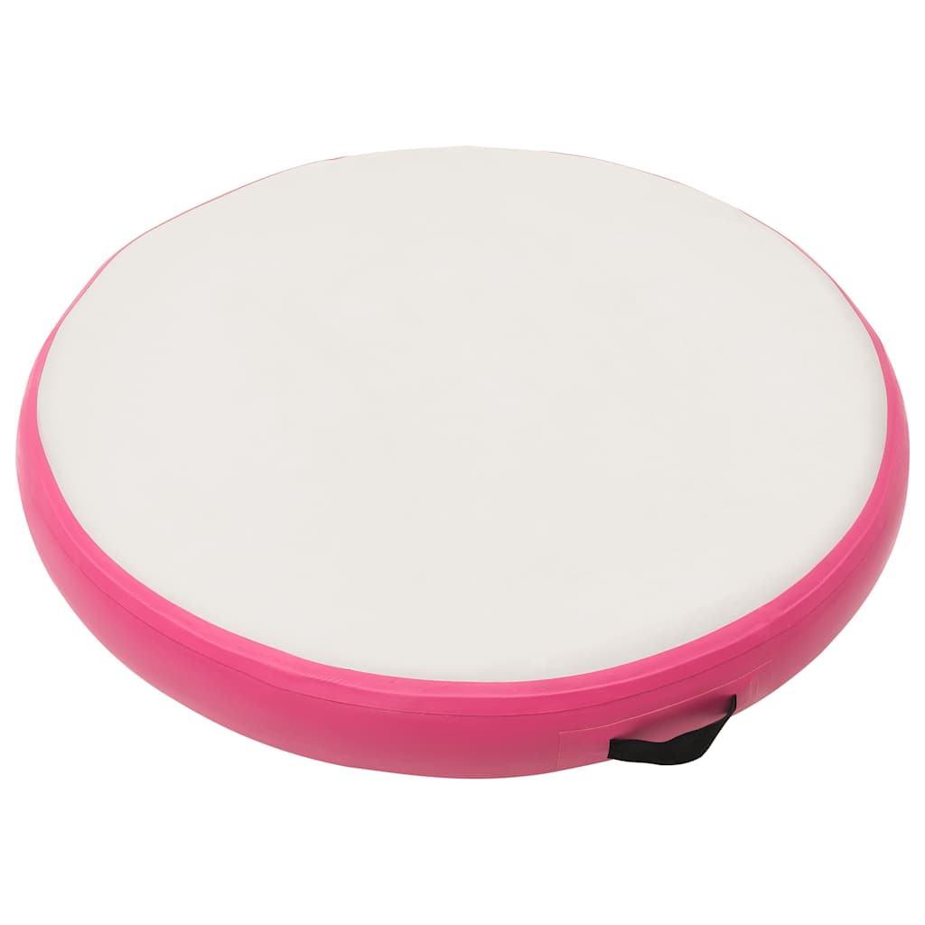 oppustelig gymnastikmåtte med pumpe 100x100x10 cm PVC lyserød