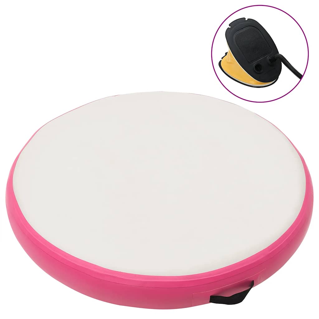 oppustelig gymnastikmåtte med pumpe 100x100x15 cm PVC pink billede