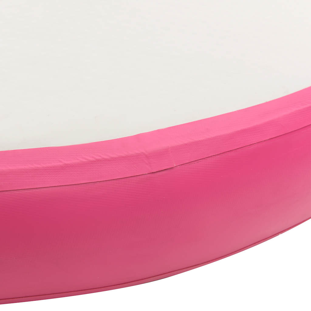 oppustelig gymnastikmåtte med pumpe 100x100x15 cm PVC pink