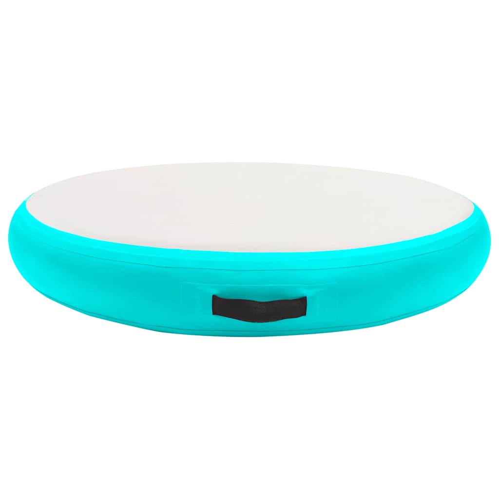 oppustelig gymnastikmåtte med pumpe 100x100x20 cm PVC grøn