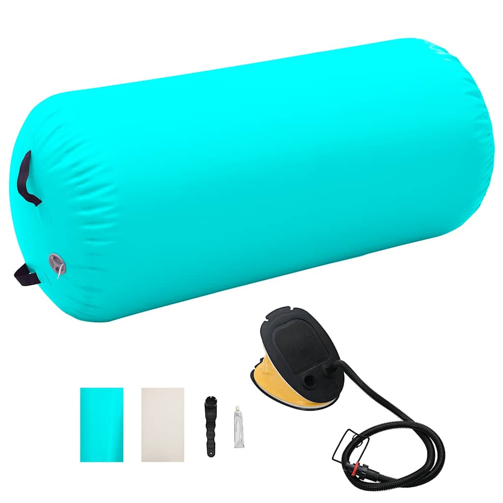 oppustelig gymnastikrulle med pumpe 120x75 cm PVC grøn billede