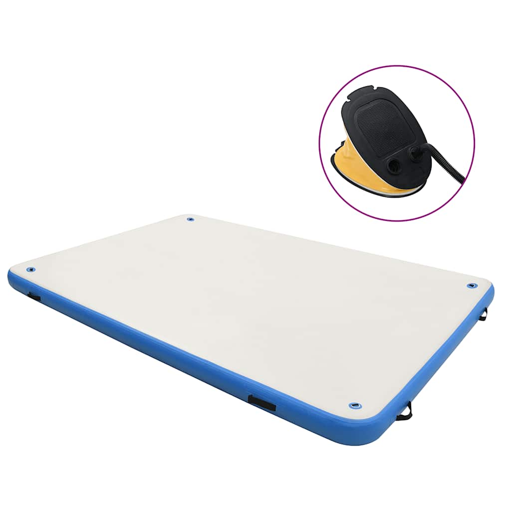 oppustelig platform 200x150x15 cm blå og hvid billede