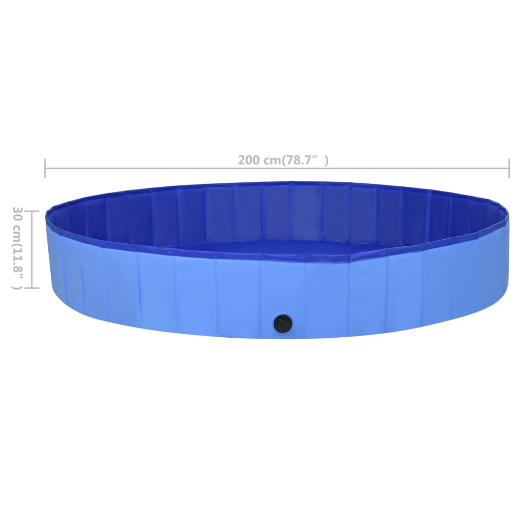 foldbart hundebassin 200x30 cm PVC blå