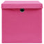 opbevaringskasser med låg 4 stk. 28x28x28 cm pink