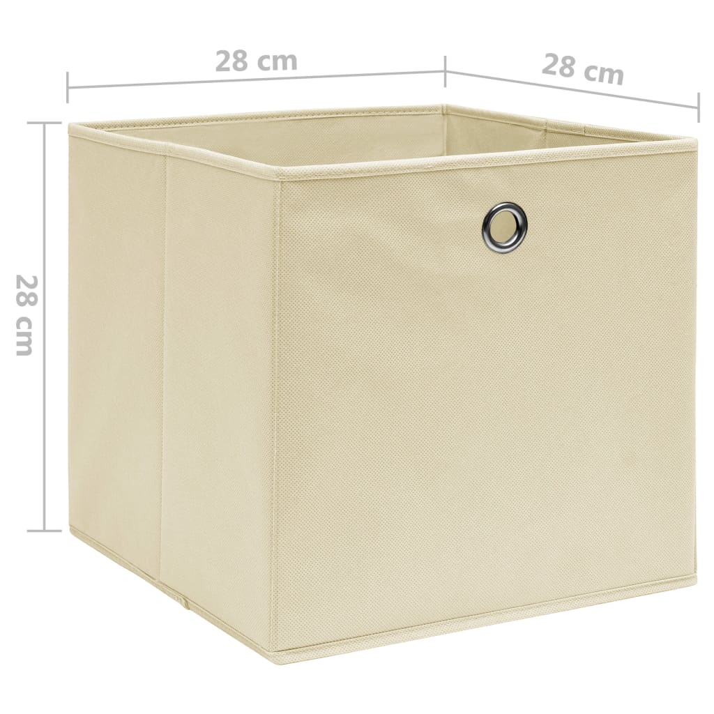 opbevaringskasser 4 stk. ikke-vævet stof 28x28x28 cm creme