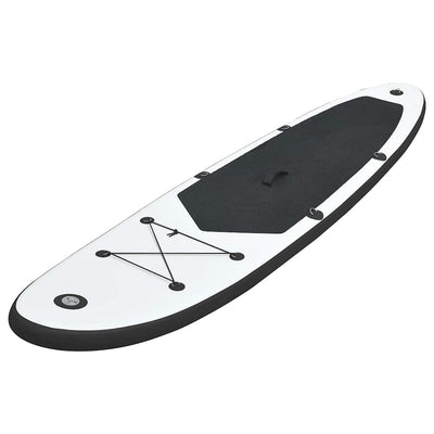 oppusteligt paddleboardsæt sort og hvid