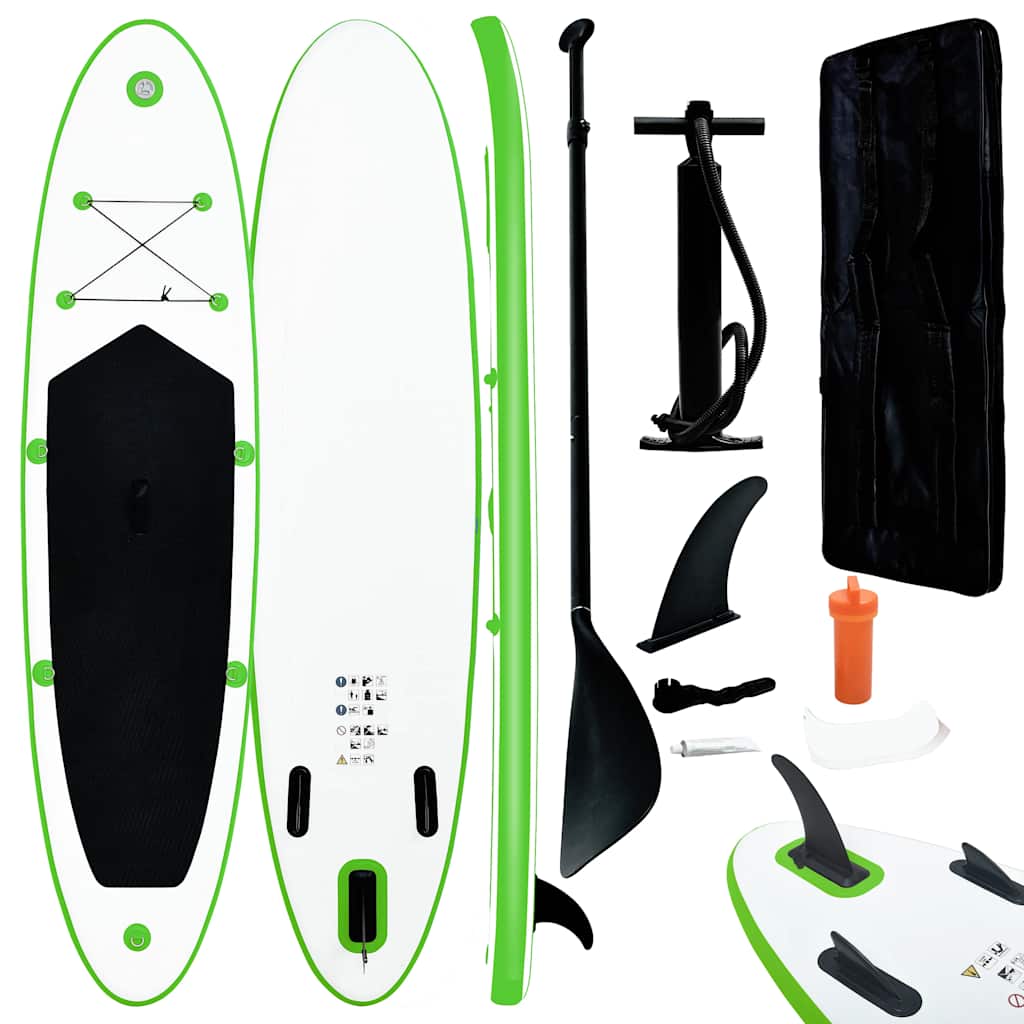 oppusteligt paddleboard grøn og hvid billede
