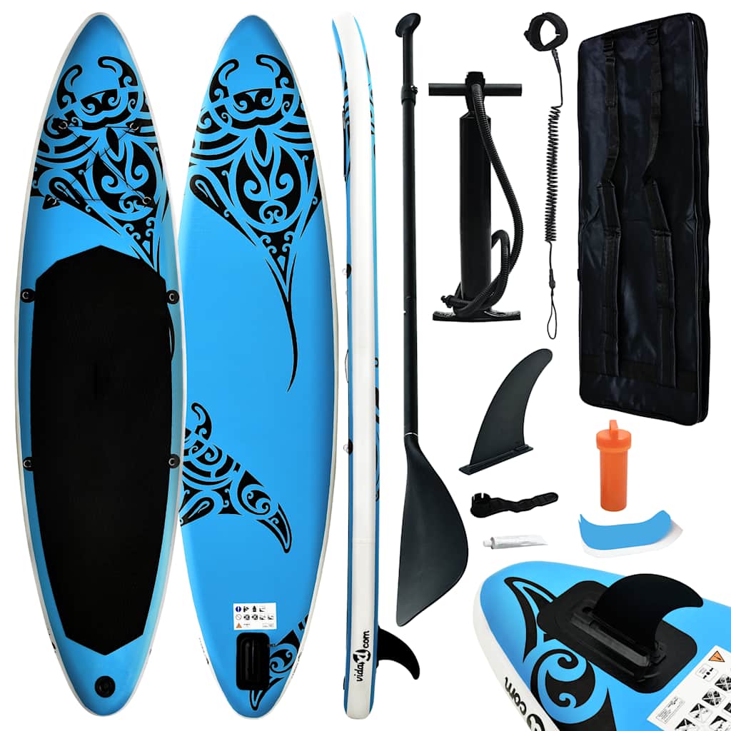 oppusteligt paddleboardsæt 305x76x15 cm blå billede