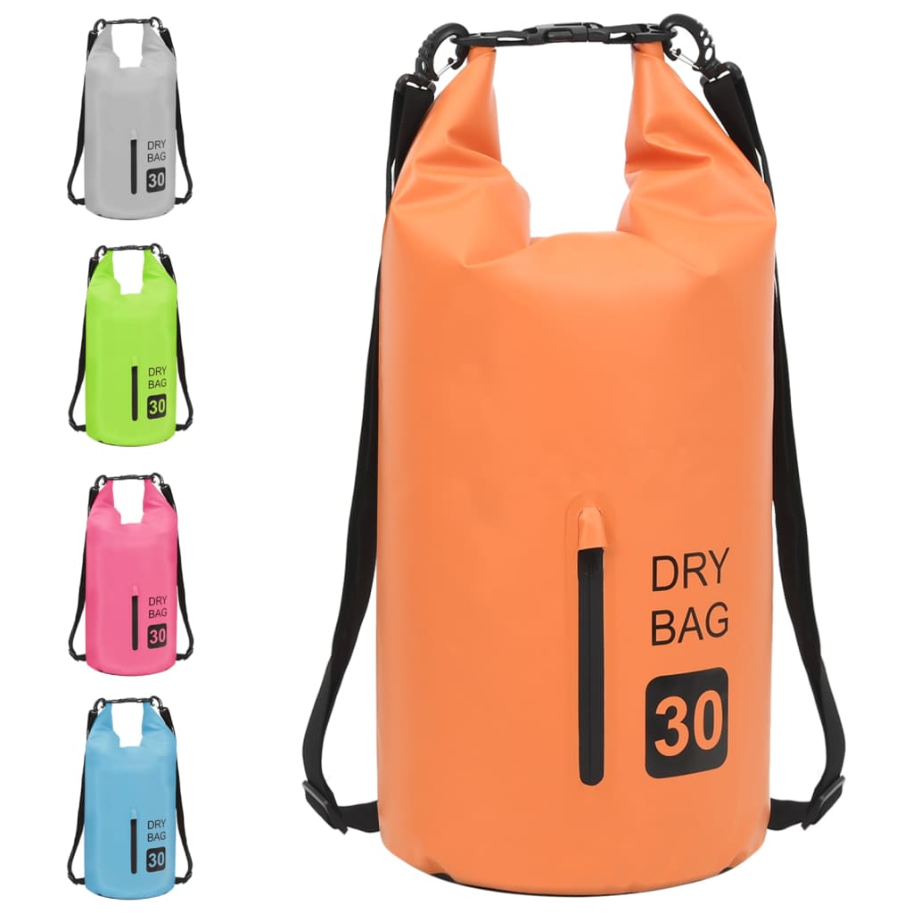 vandtæt tørpose m. lynlås 30 l PVC orange