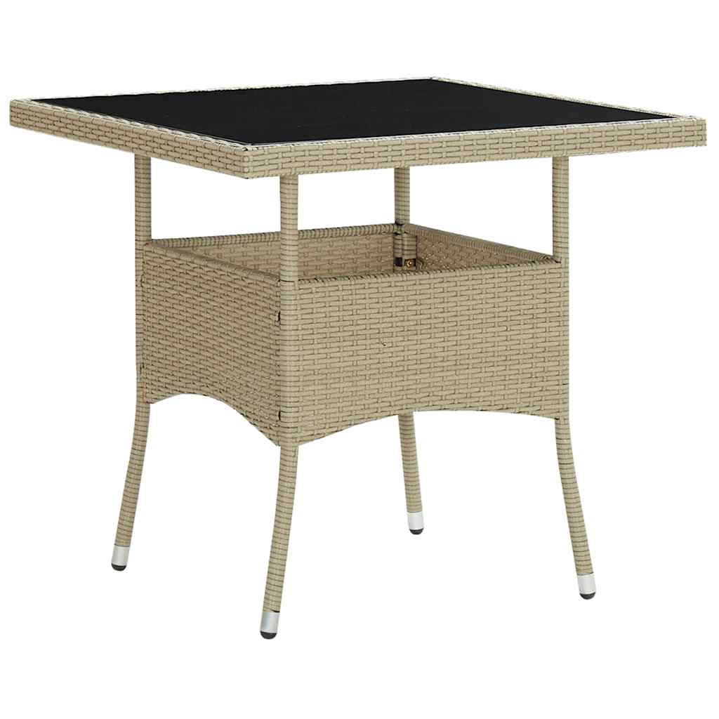 havebord polyrattan og glas beige billede