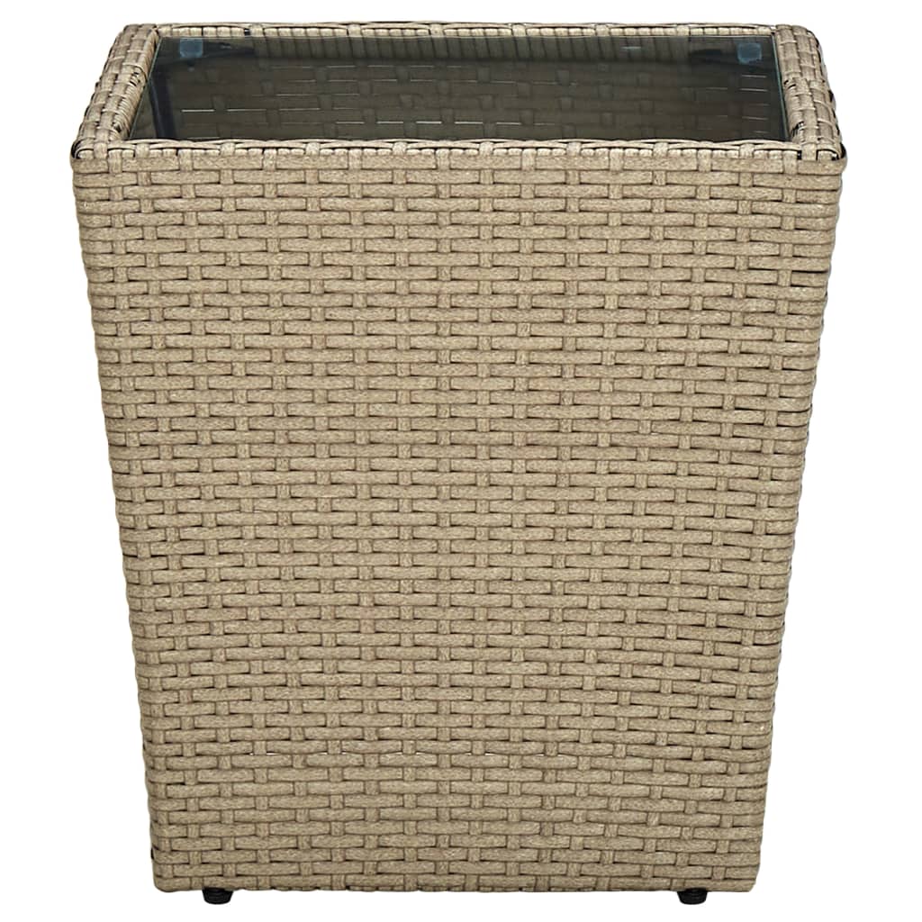 tebord 41,5x41,5x44 cm polyrattan og hærdet glas beige