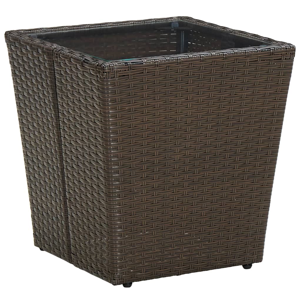 tebord 41,5x41,5x44 cm polyrattan og hærdet glas brun