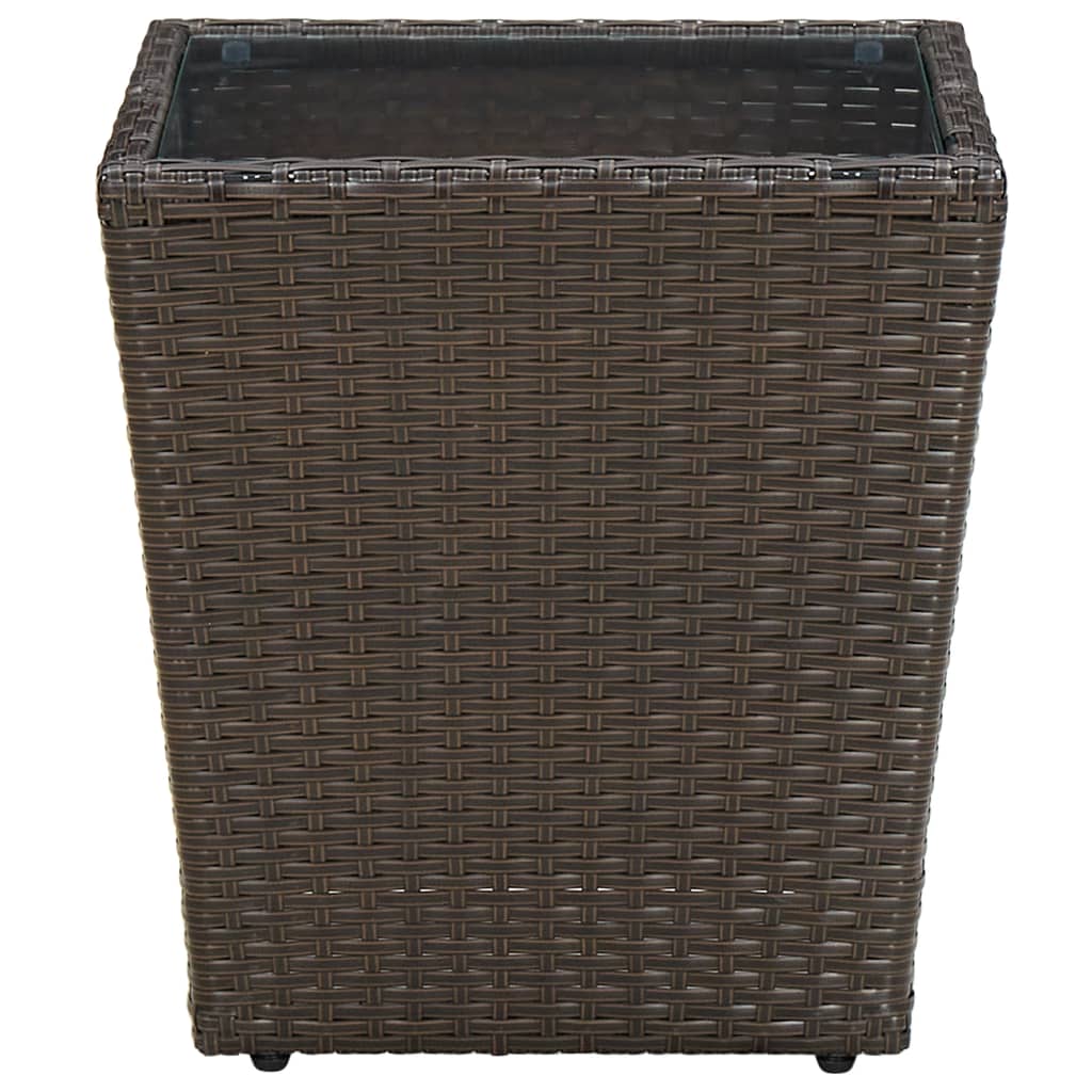 tebord 41,5x41,5x44 cm polyrattan og hærdet glas brun