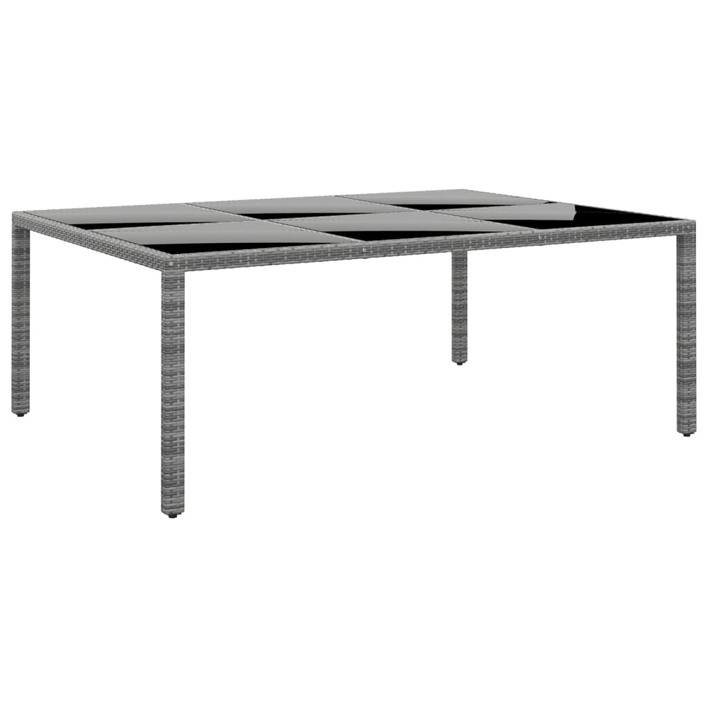 havebord 200x150x75 cm hærdet glas og polyrattan grå billede