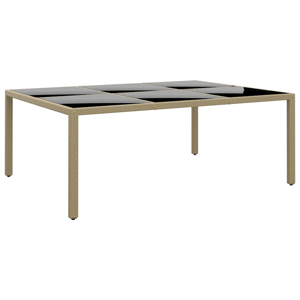 havebord 200x150x75 cm hærdet glas og polyrattan beige billede