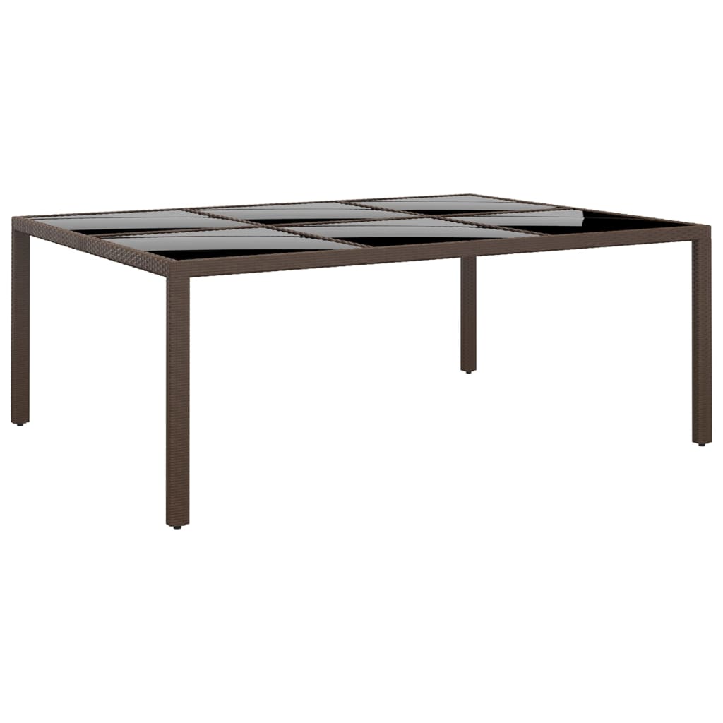 havebord med glasplade 200x150x75 cm rattan brun billede