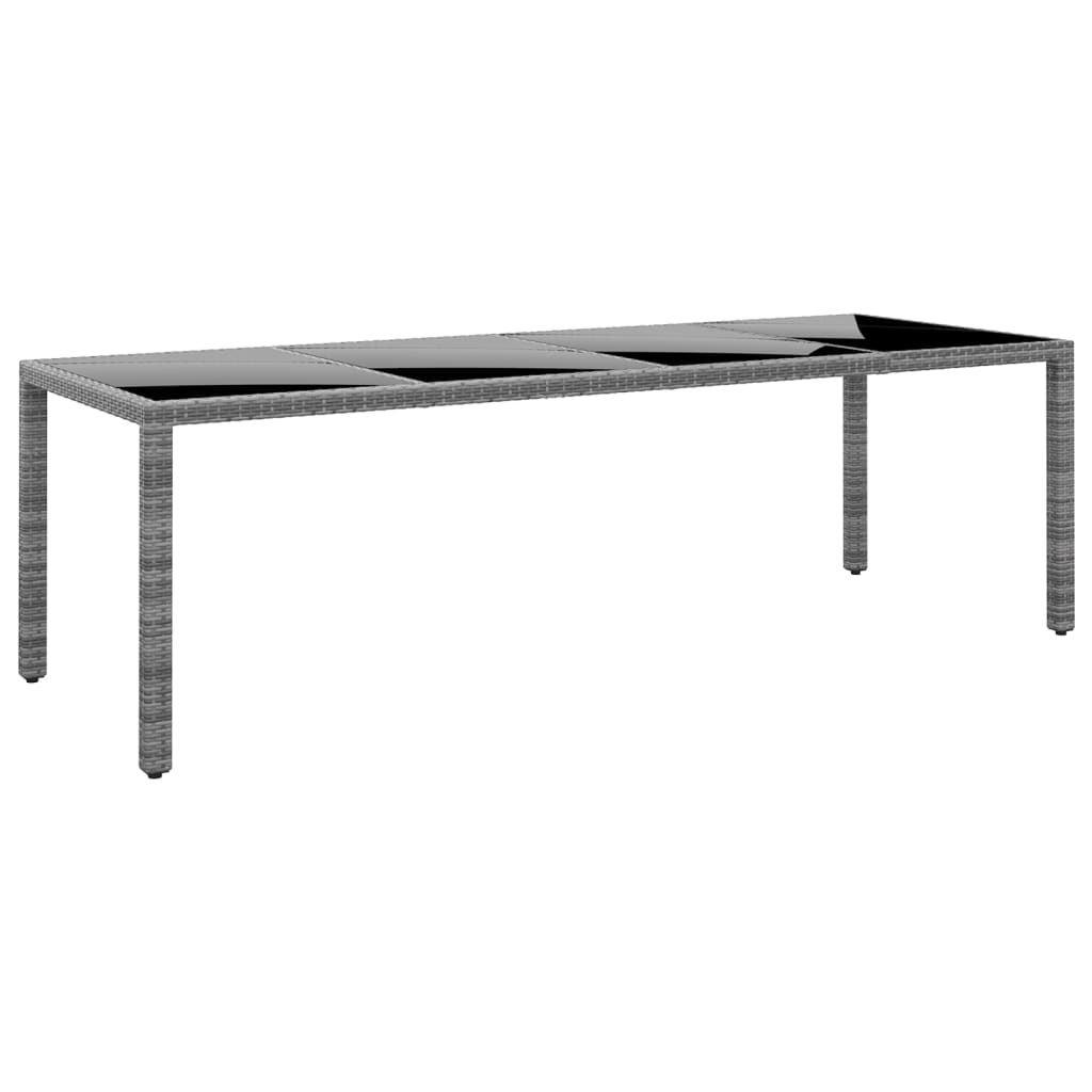 havebord 250x100x75 cm hærdet glas og polyrattan grå billede