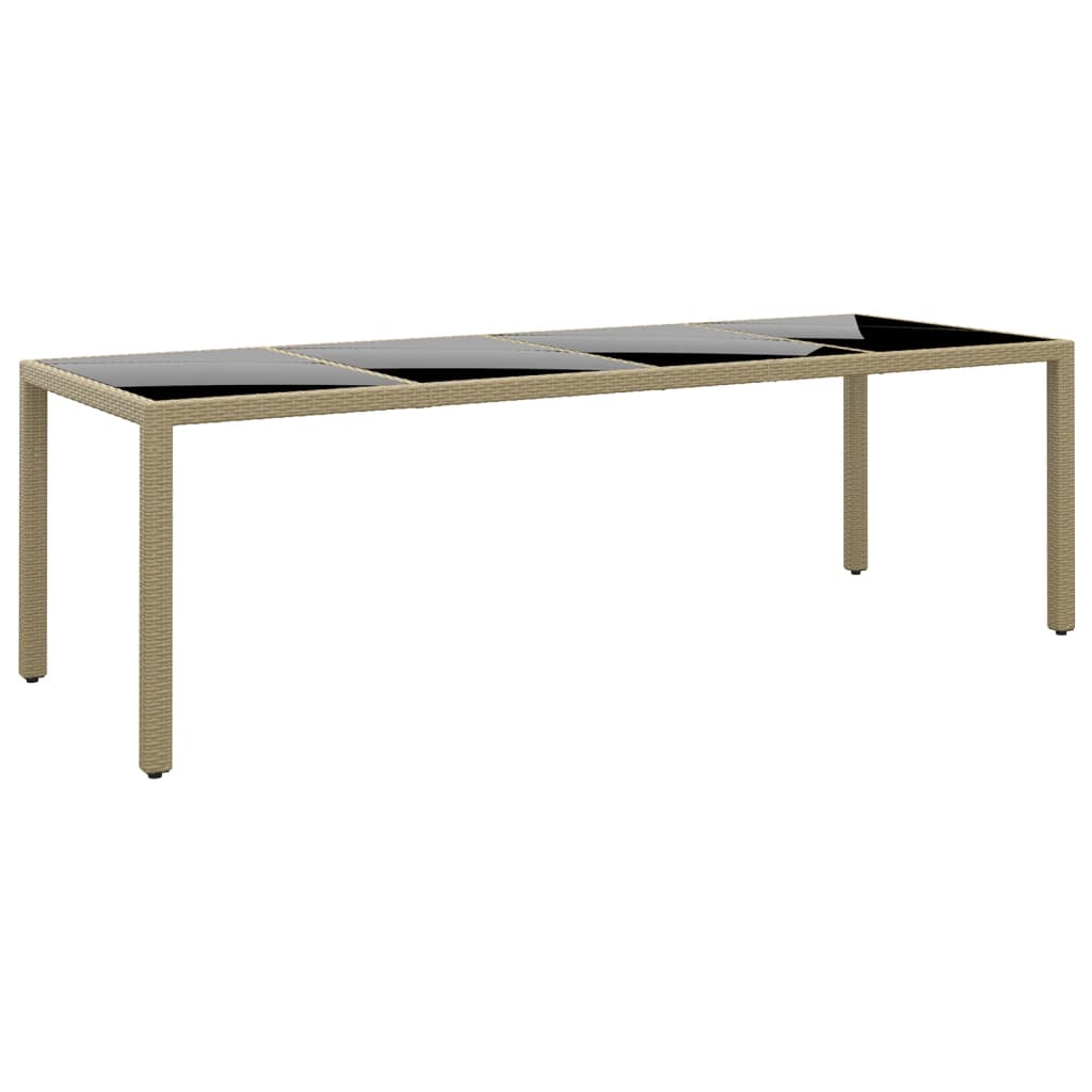 havebord med glasplade polyrattan beige billede