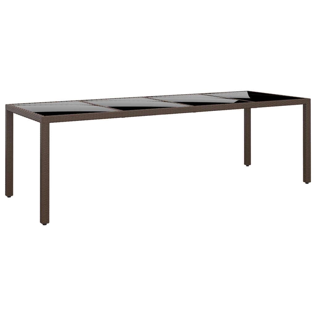 havebord med glasplade polyrattan brun billede
