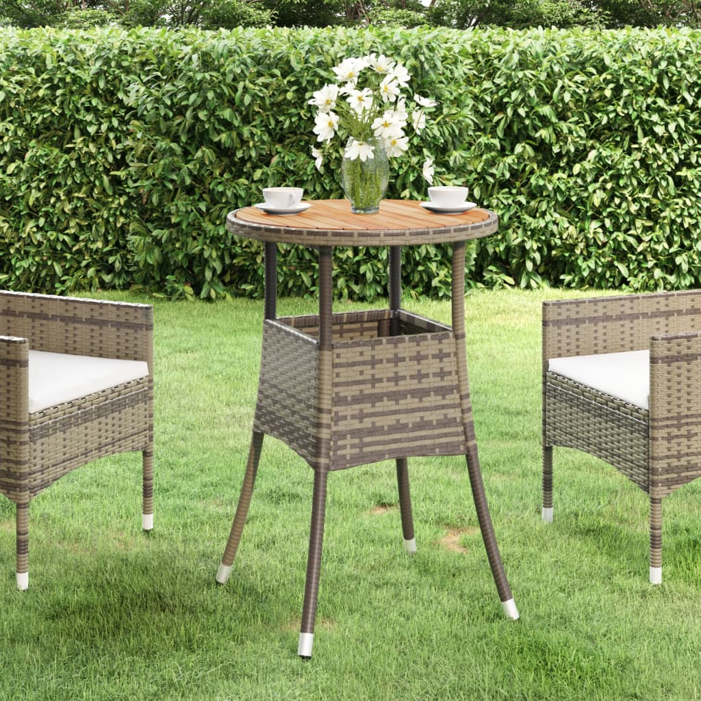 havebord Ø60x75 cm akacietræ og polyrattan grå billede