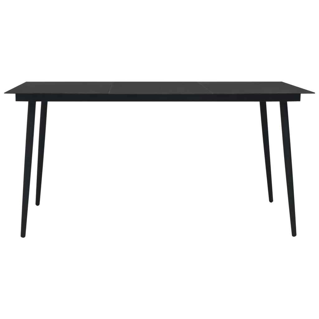 havebord 150x80x74 cm stål og glas sort