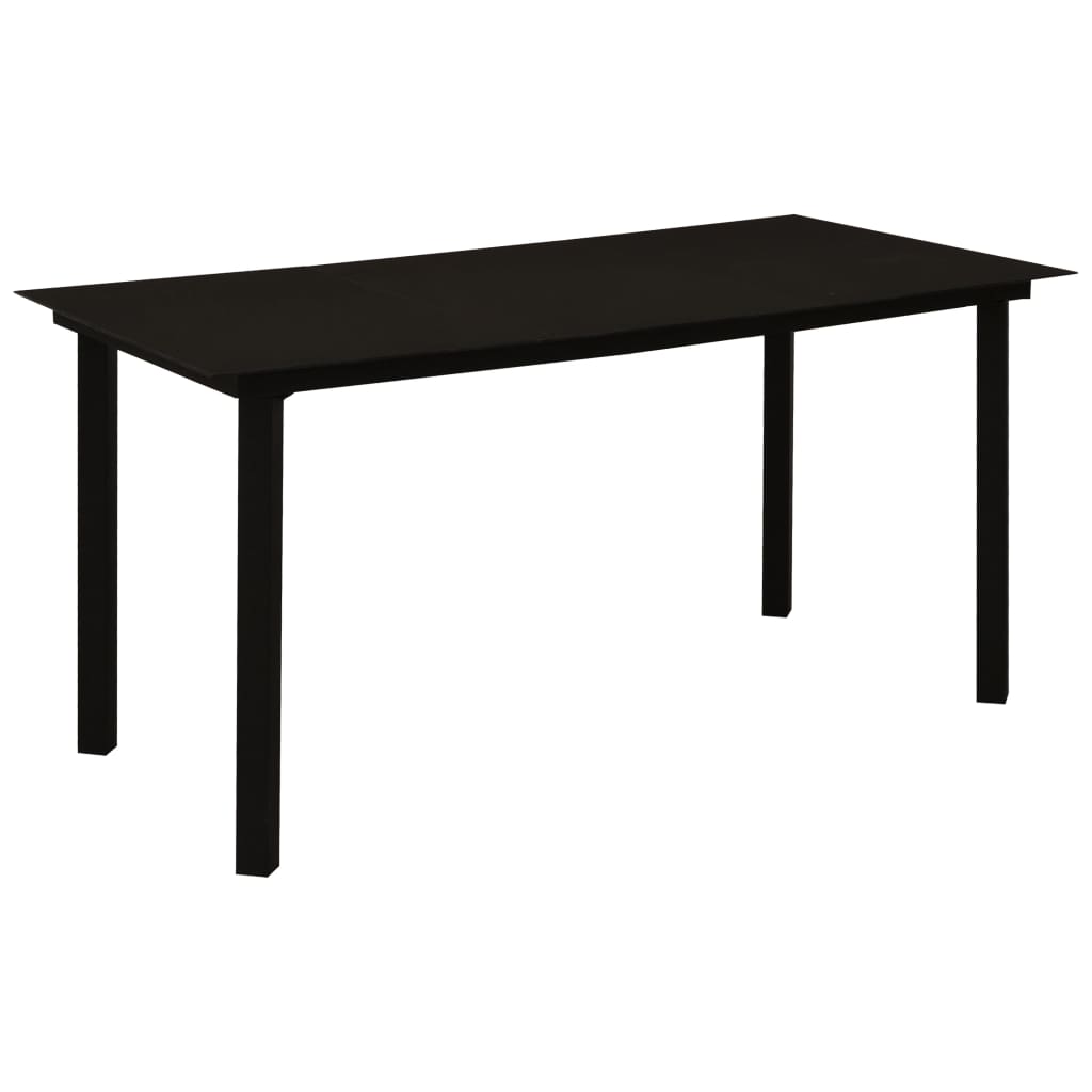 havebord 150x80x74 cm stål og glas sort billede