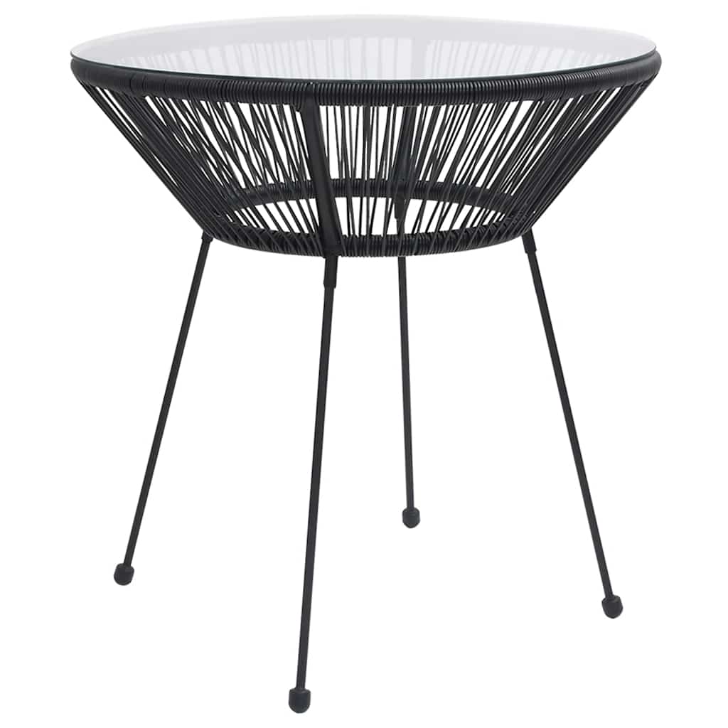 havebord Ø70x74 cm rattan og glas sort billede