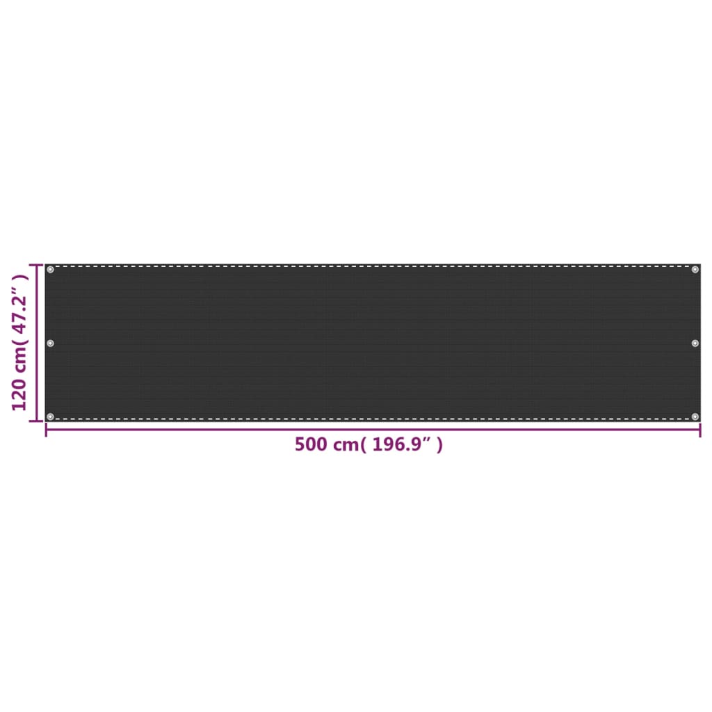 altanafskærmning 120x500 cm HDPE antracitgrå