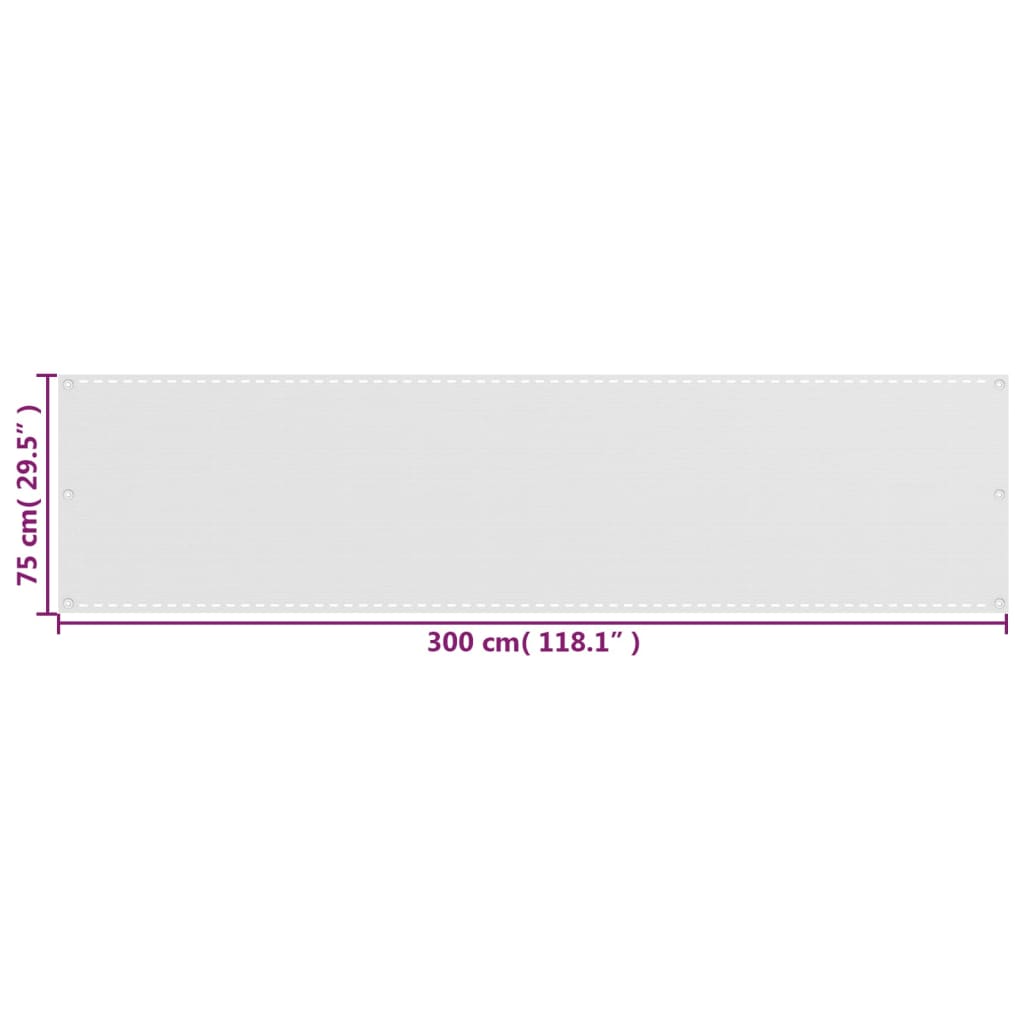 altanafskærmning 75x300 cm HDPE hvid